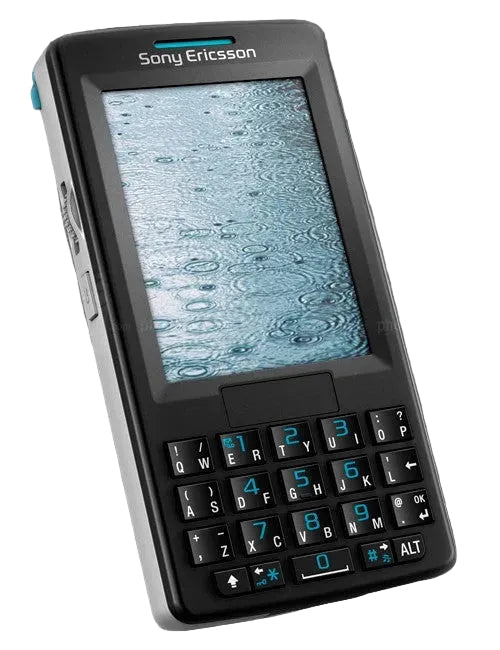 Sony Ericsson mobile phone with a water droplets display on a white background